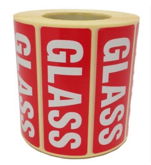 Glass Parcel Labels - 89mm x 36mm - 1000x Labels Per Roll